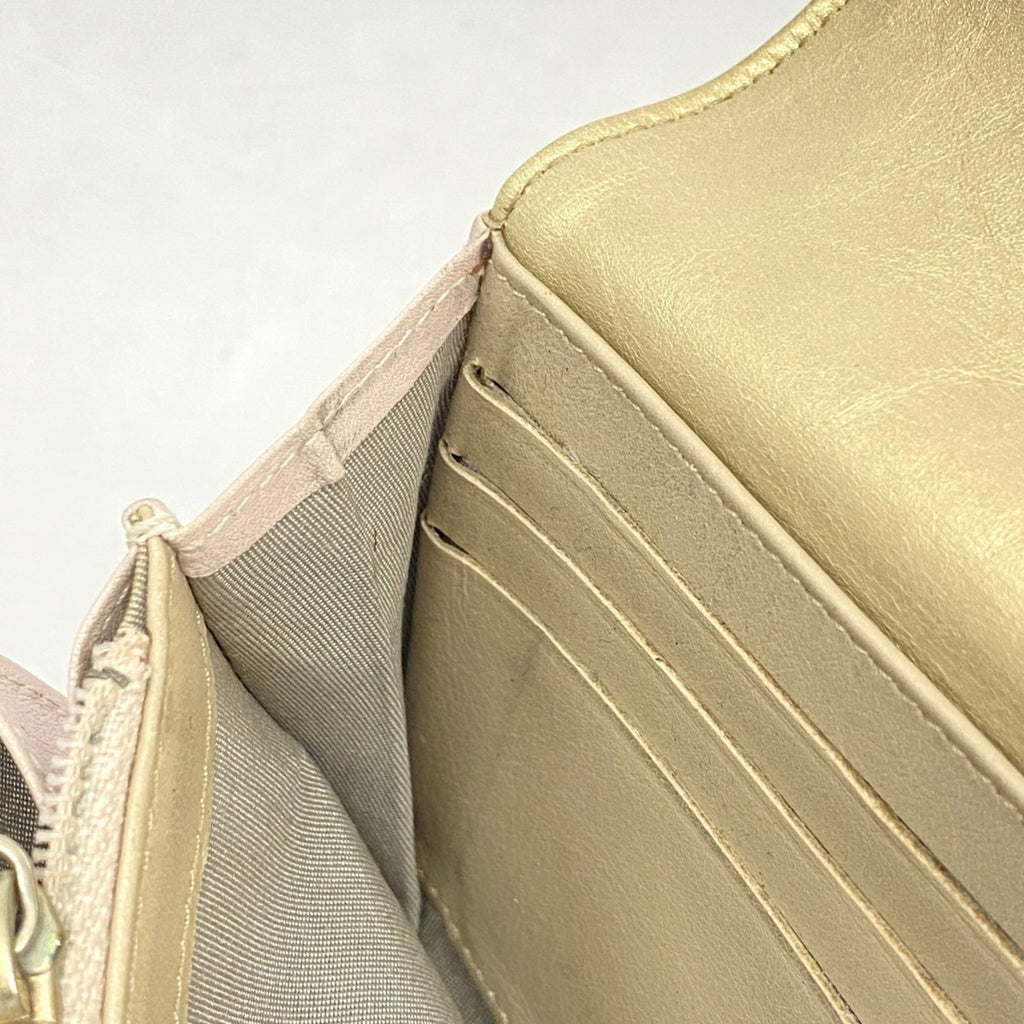 Chanel Beige Leather Long Wallet (Bi-Fold) (Pre-Owned)