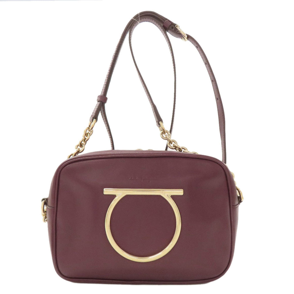 Salvatore Ferragamo Bordeaux Leather Shoulder Bag (Pre-Owned)
