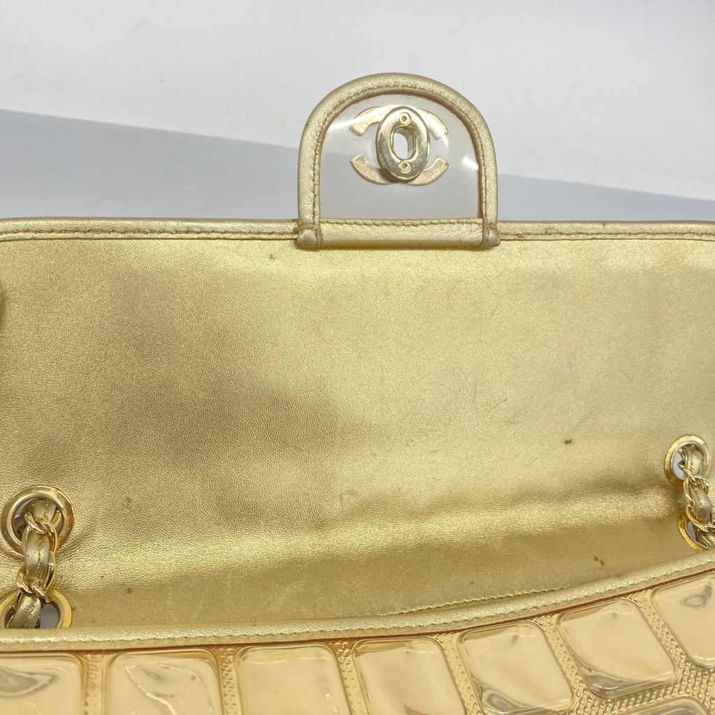 Chanel Champagne Champagne Gold Leather Vinyl Shoulder Bag (Pre-Owned)