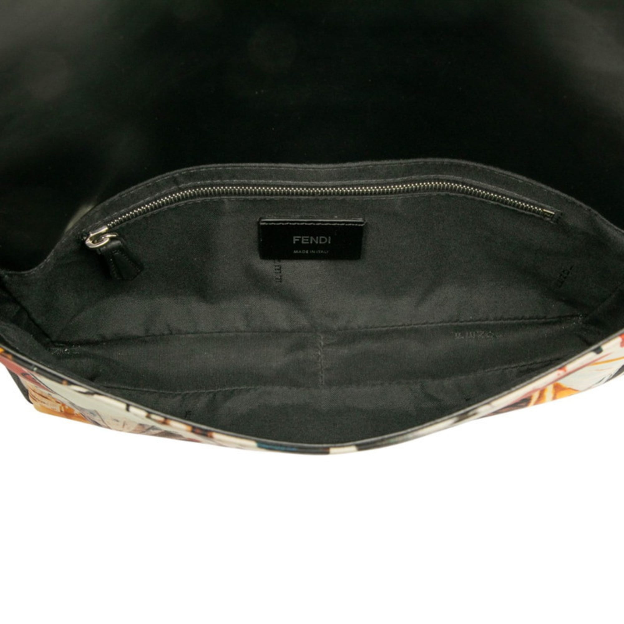 Fendi Black Ivory Multi-Color Nylon Leather Shoulder Bag (Pre-Owned)