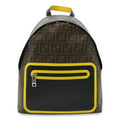 Fendi Zucca Black Khaki Brown Yellow Coated Canvas Leather Backpack (Pre-Owned)