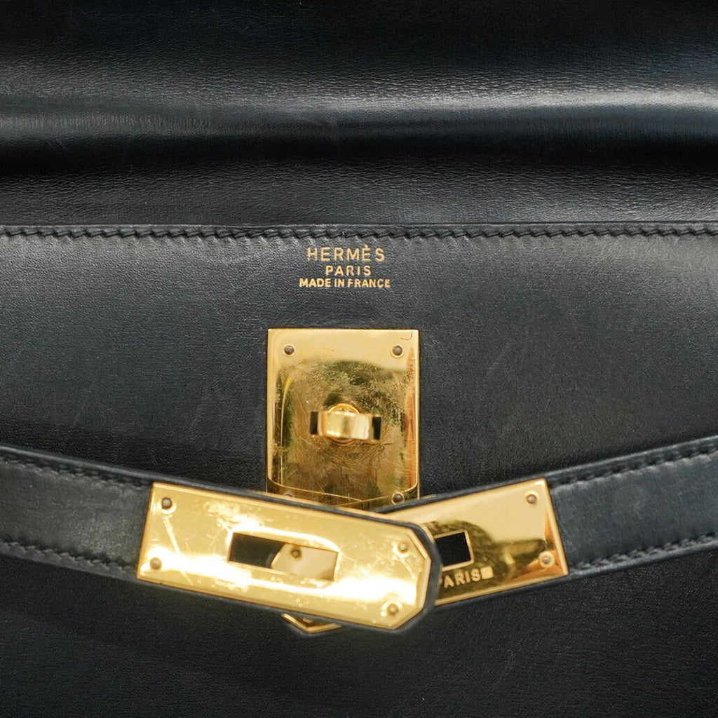 Hermes Black Box Calf Leather Handbag (Pre-Owned)