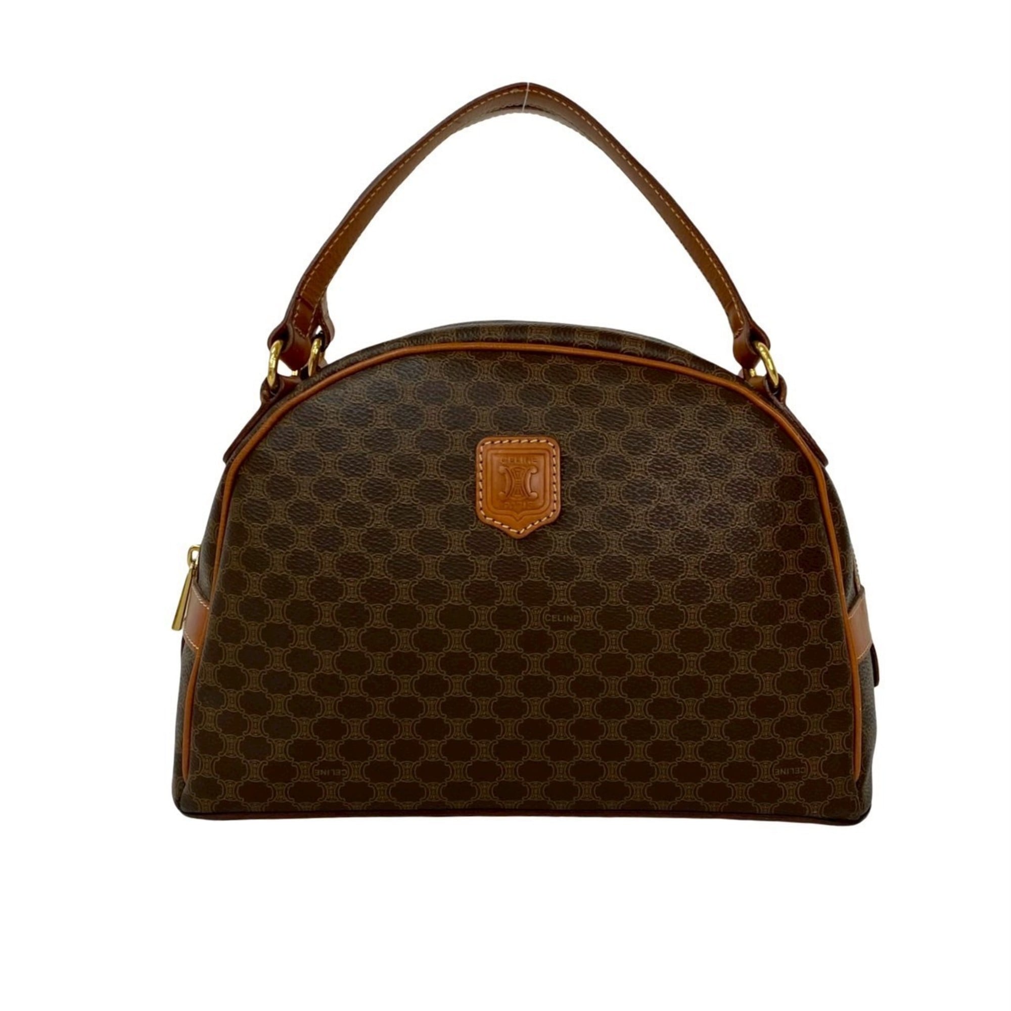 Celine Brown Leather Pvc Boston Bag Handbag (Pre-Owned)