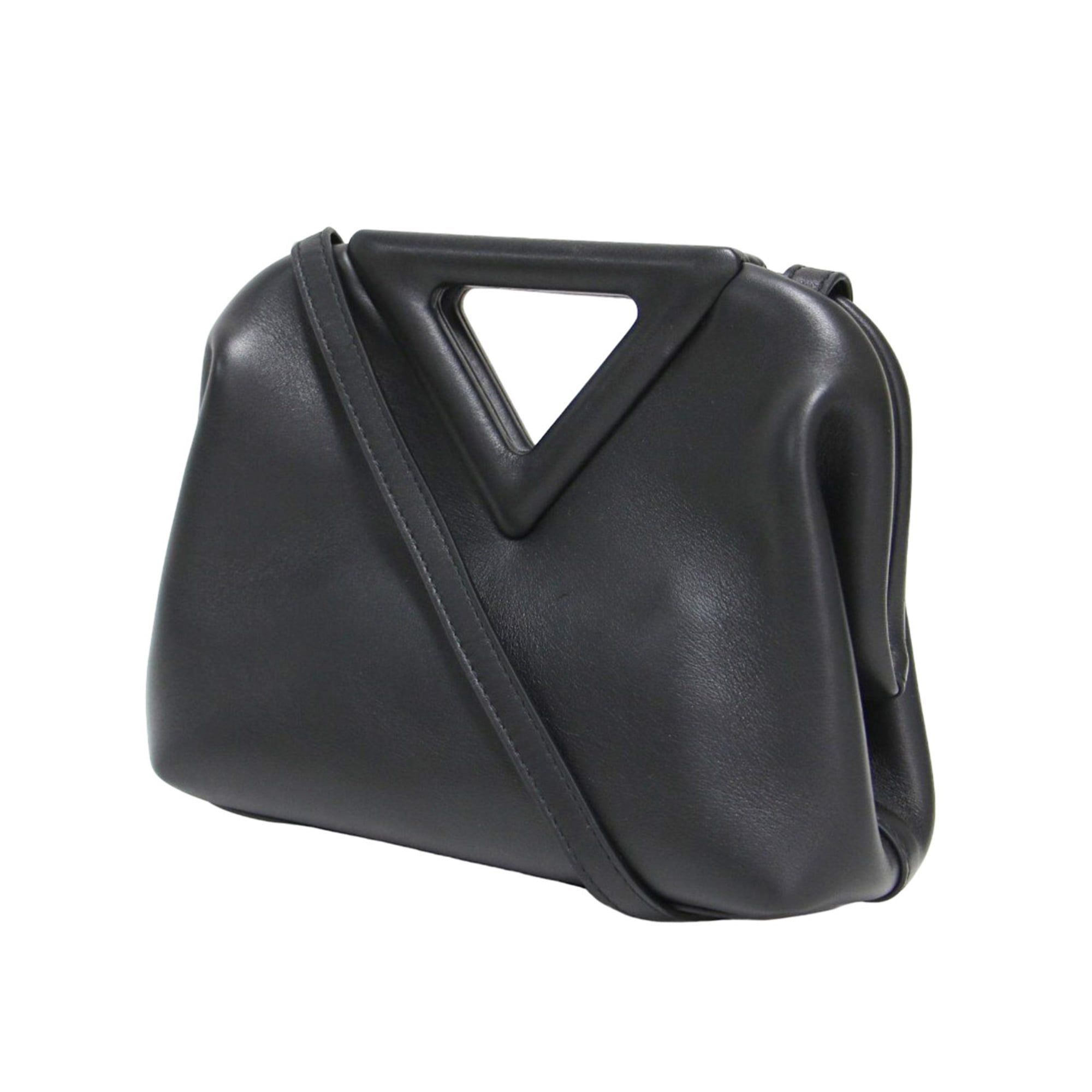 Bottega Veneta Black Leather Handbag Shoulder Bag (Pre-Owned)