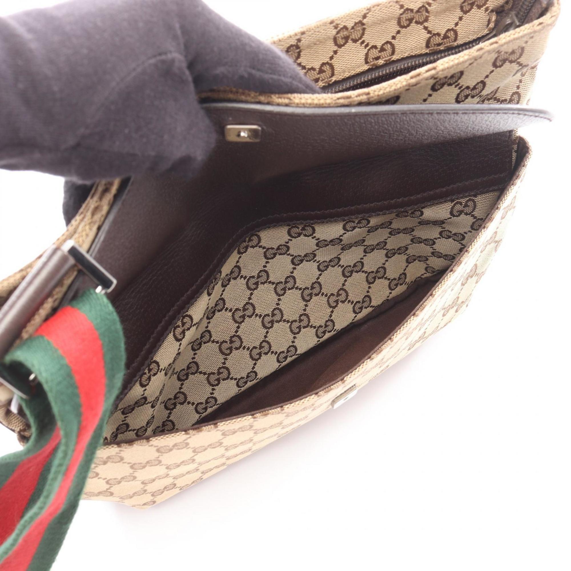 Gucci Beige Brown Multi-Color Gg Canvas Leather Shoulder Bag (Pre-Owned)