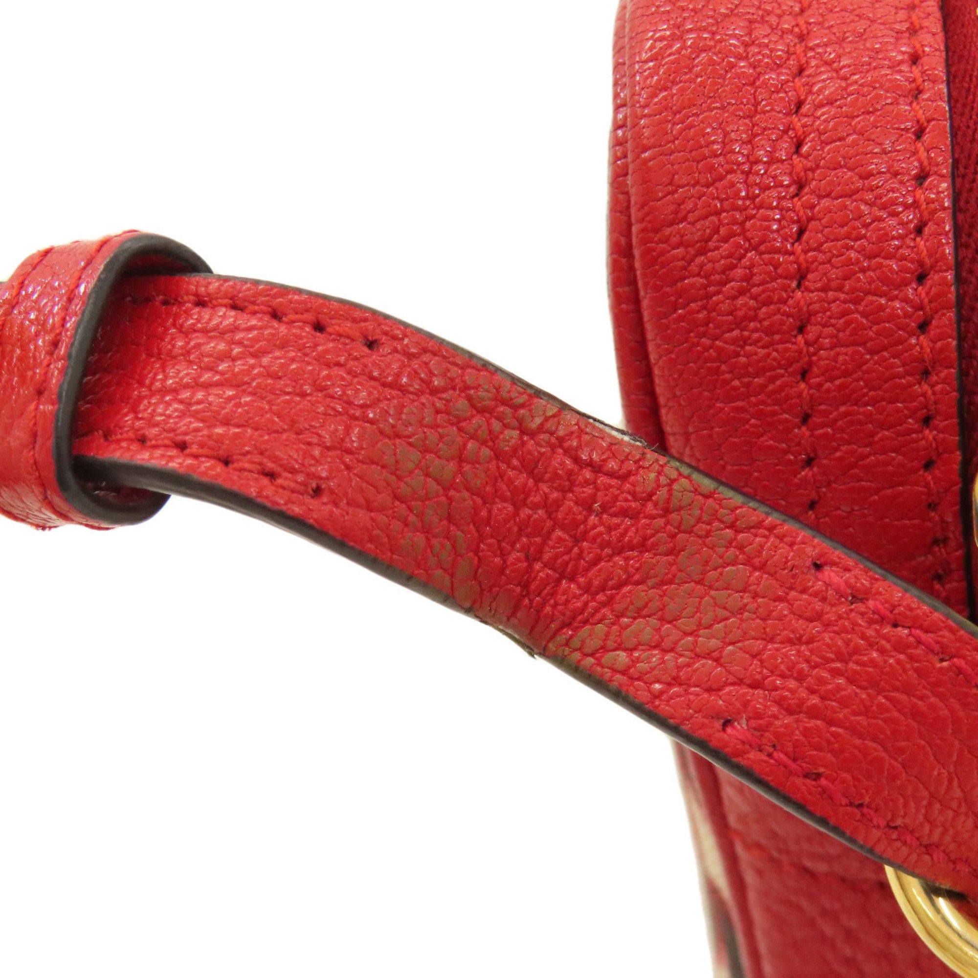 Miu Miu Red Color Canvas Shoulder Bag (Pre-Owned)