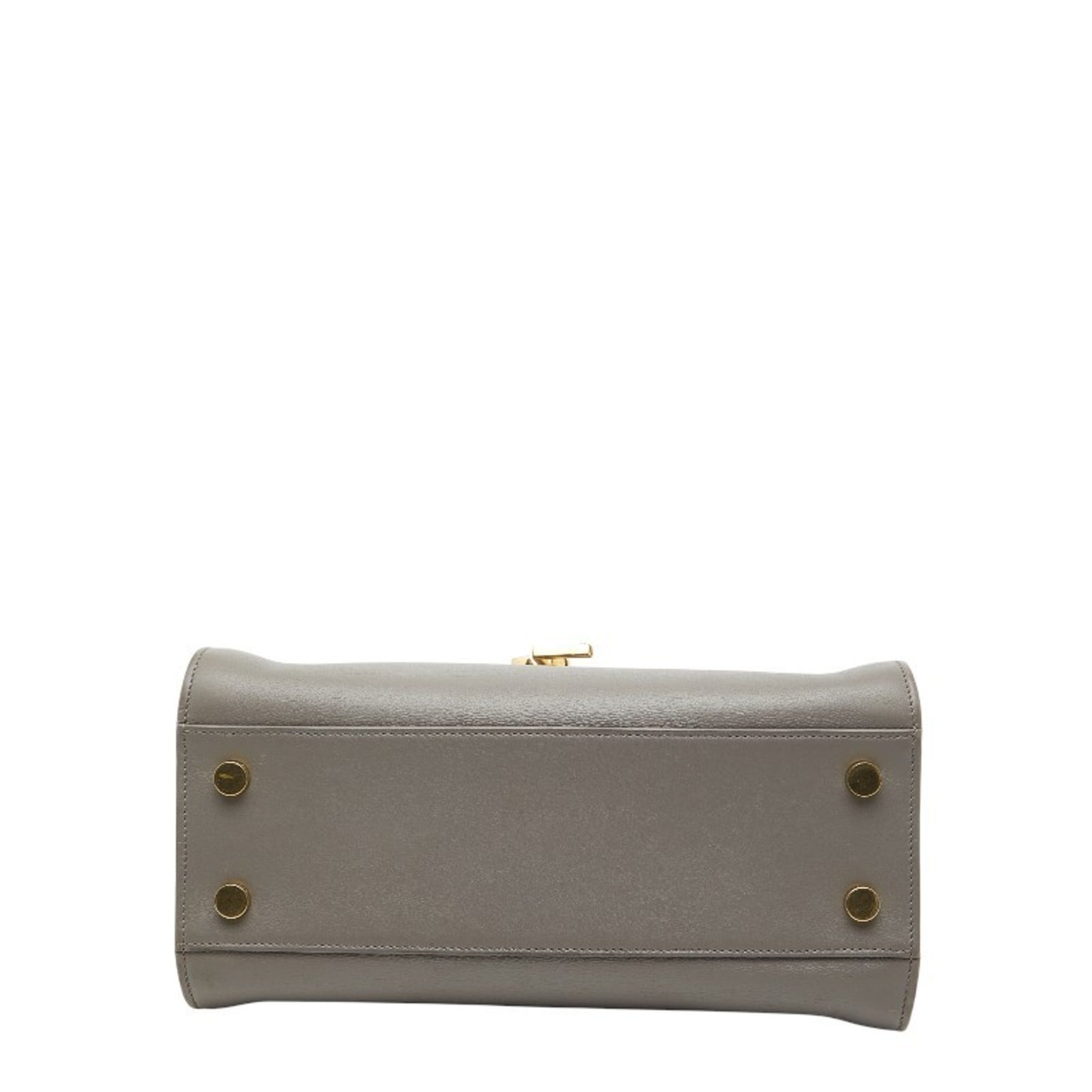 Saint Laurent Gray Leather Handbag Shoulder Bag (Pre-Owned)