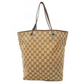 Gucci Beige Brown Canvas Tote Bag (Pre-Owned)