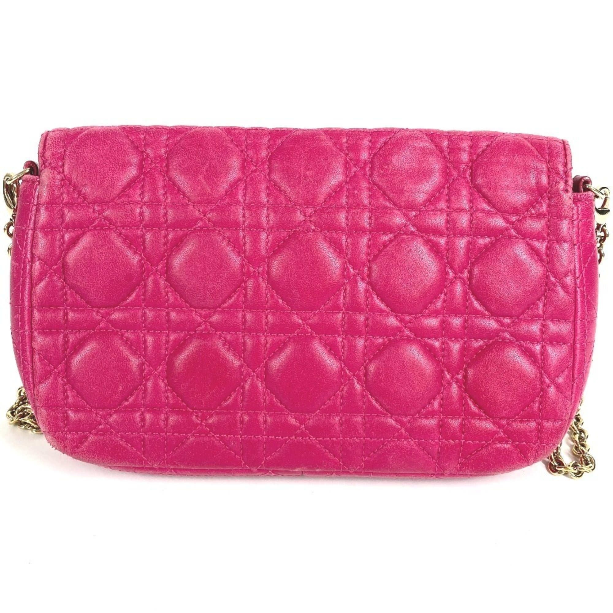 Christian Dior Pink Leather Clutch Bag Shoulder Bag (Pre-Owned)
