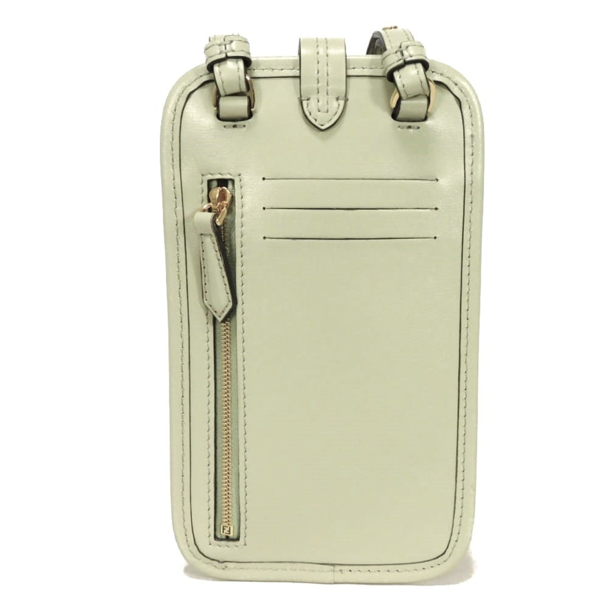 Fendi Light Green Leather Phone Wallet (Pre-Owned)