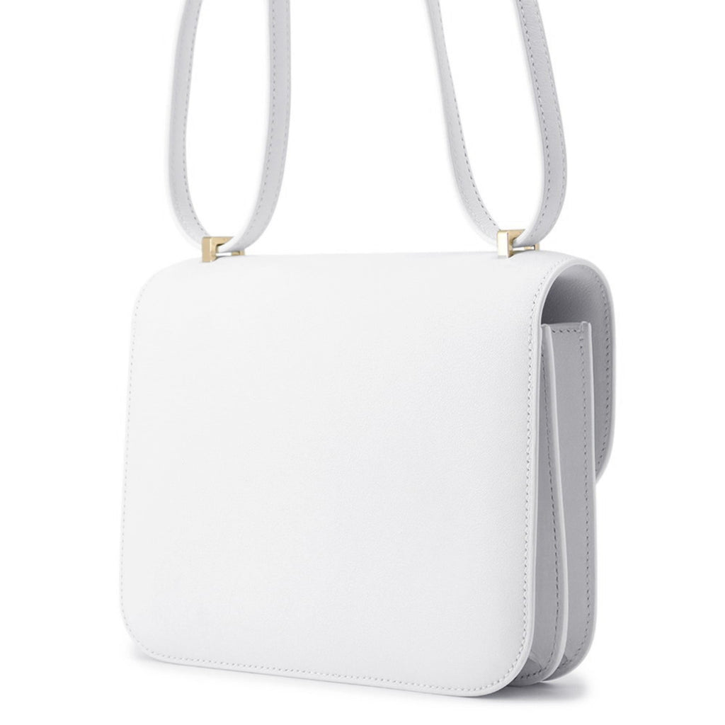Hermes White Evercalf Leather Shoulder Bag (Pre-Owned)
