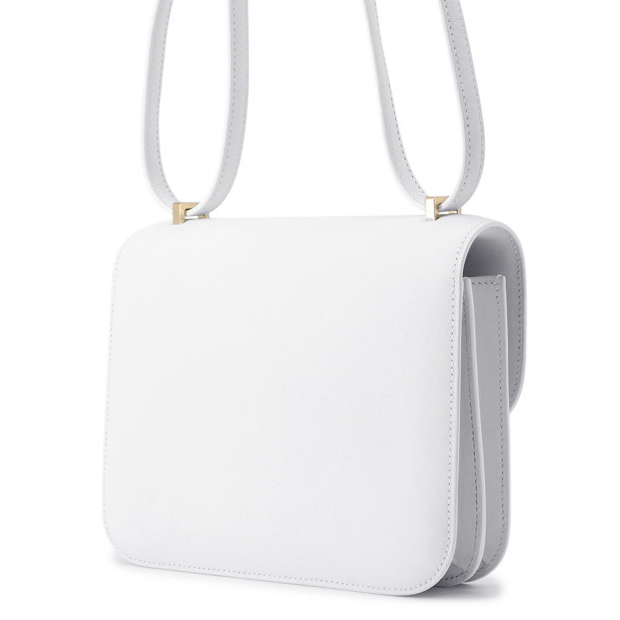 Hermes White Evercalf Leather Shoulder Bag (Pre-Owned)