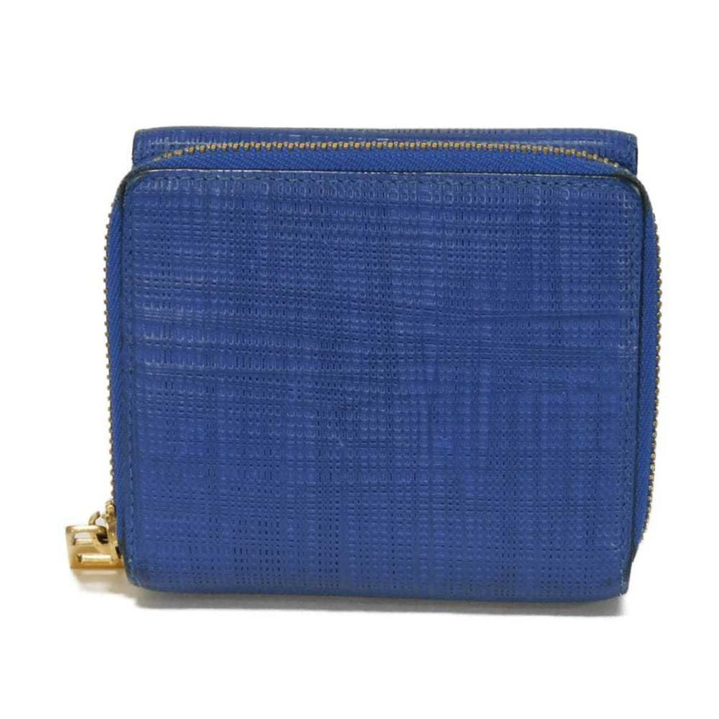 Loewe Linen Blue Leather Wallet (Tri-Fold) (Pre-Owned)