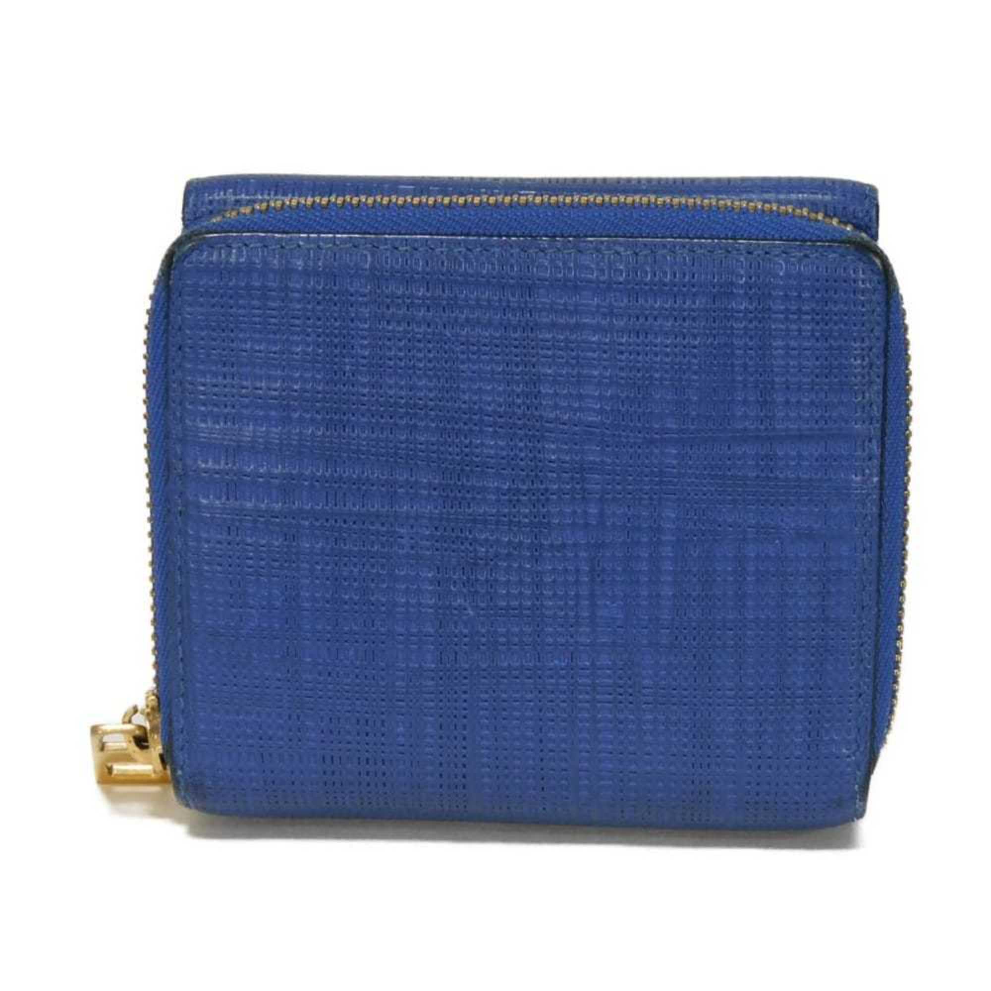 Loewe Linen Blue Leather Wallet (Tri-Fold) (Pre-Owned)
