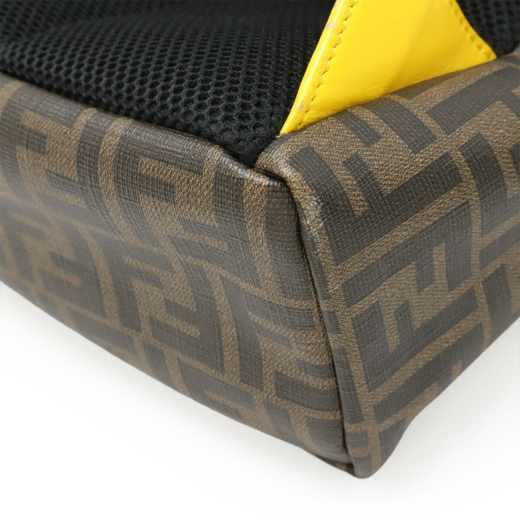 Fendi Zucca Black Khaki Brown Yellow Coated Canvas Leather Backpack (Pre-Owned)