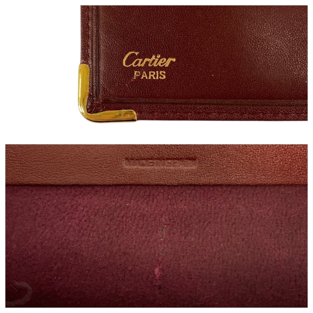 Cartier Wine Red Leather Long Wallet (Bi-Fold) (Pre-Owned)