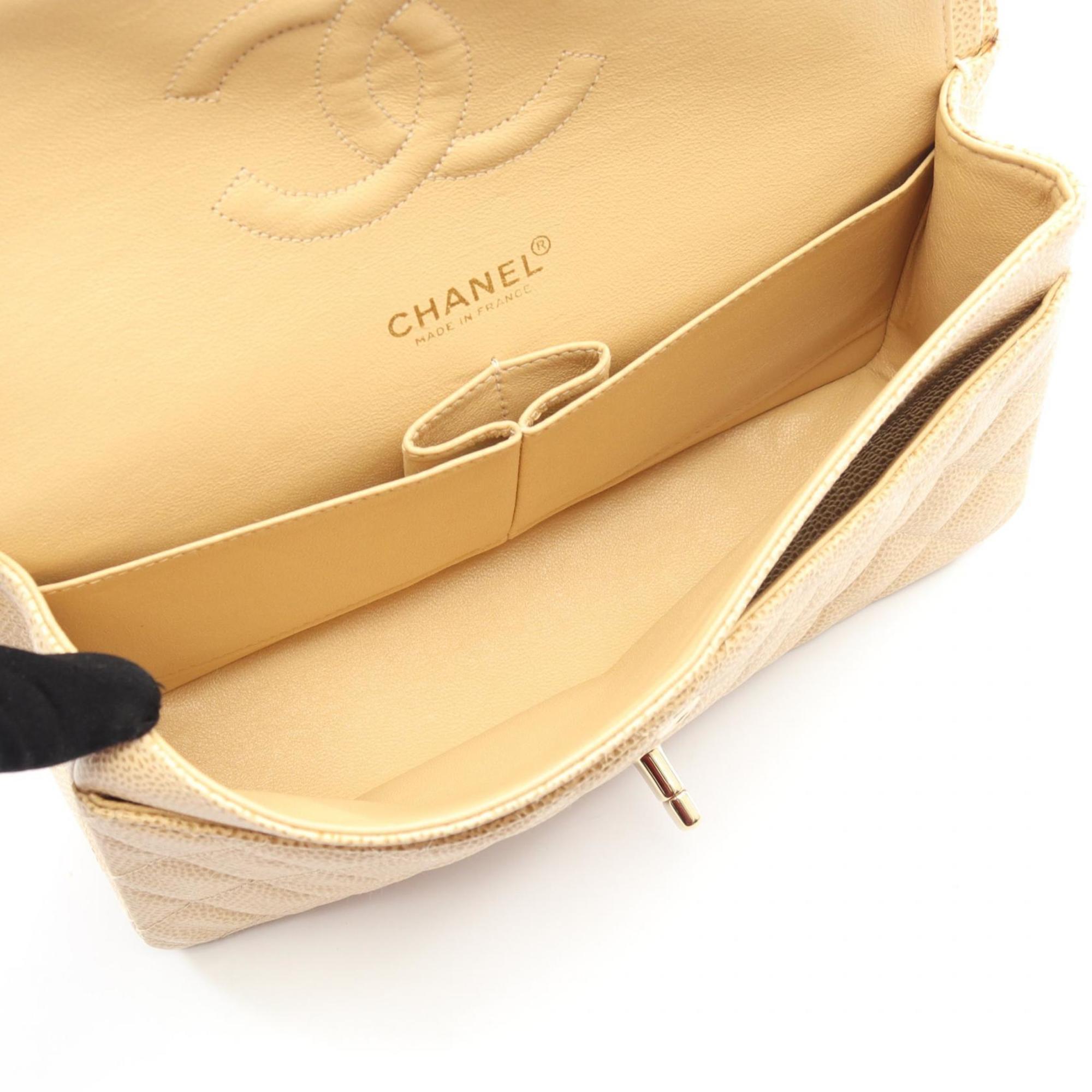 Chanel Beige Grained Calfskin Shoulder Bag (Pre-Owned)