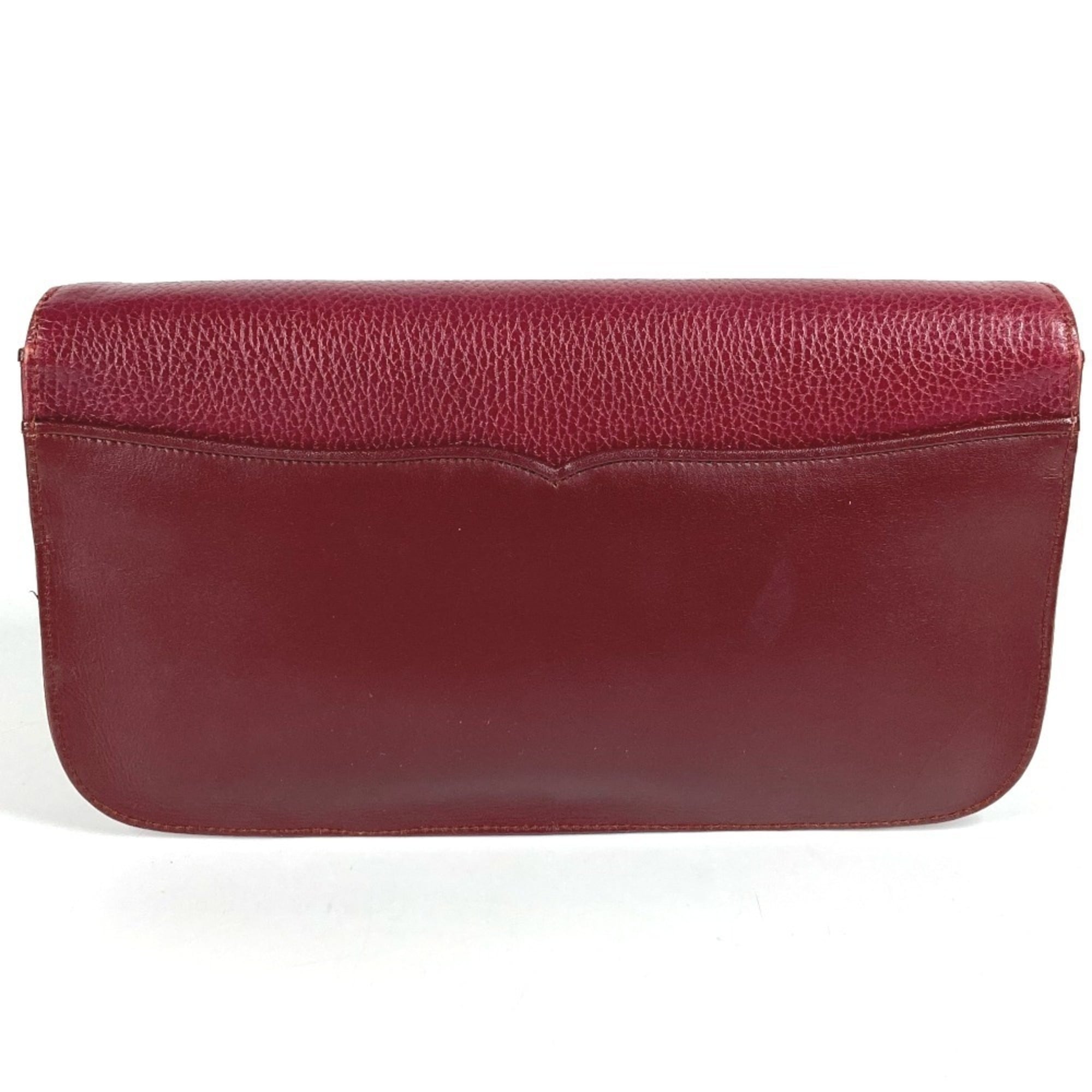 Cartier Must Wine Red Leather Clutch Bag Pouch (Pre-Owned)
