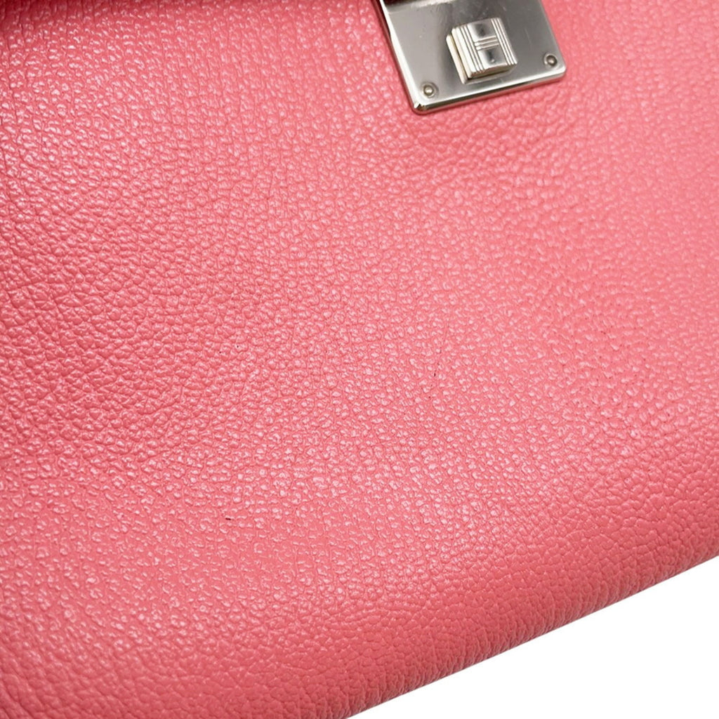 Hermes Rose Azalee Chevre Myzore Leather Chain/Shoulder Wallet (Pre-Owned)