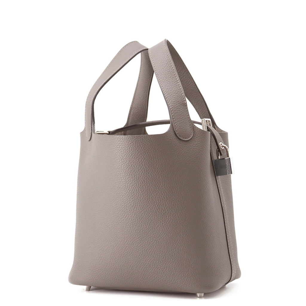 Hermes Picotin Etain Taurillon Clemence Leather Handbag (Pre-Owned)