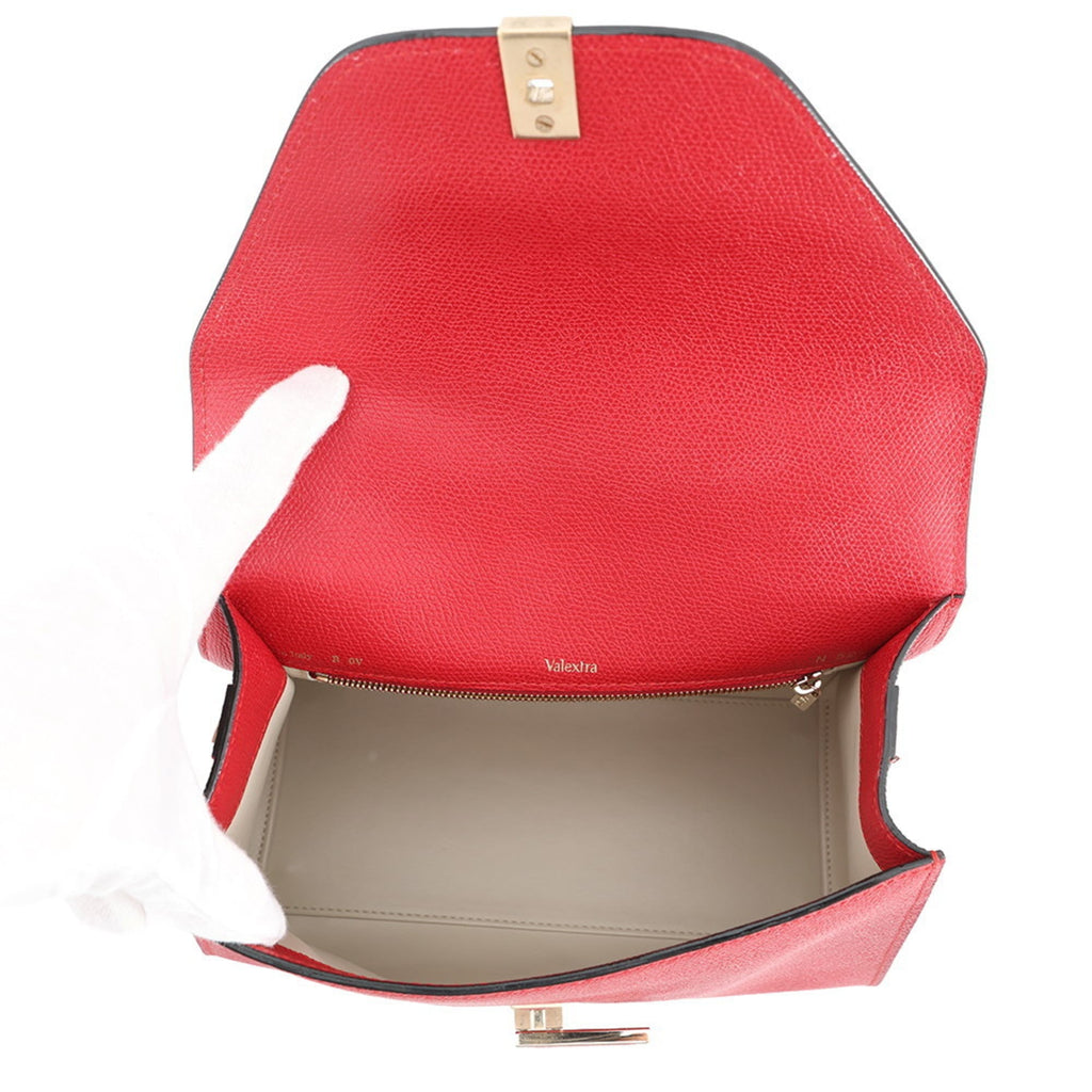 Valextra Pink Red Color Leather Handbag (Pre-Owned)