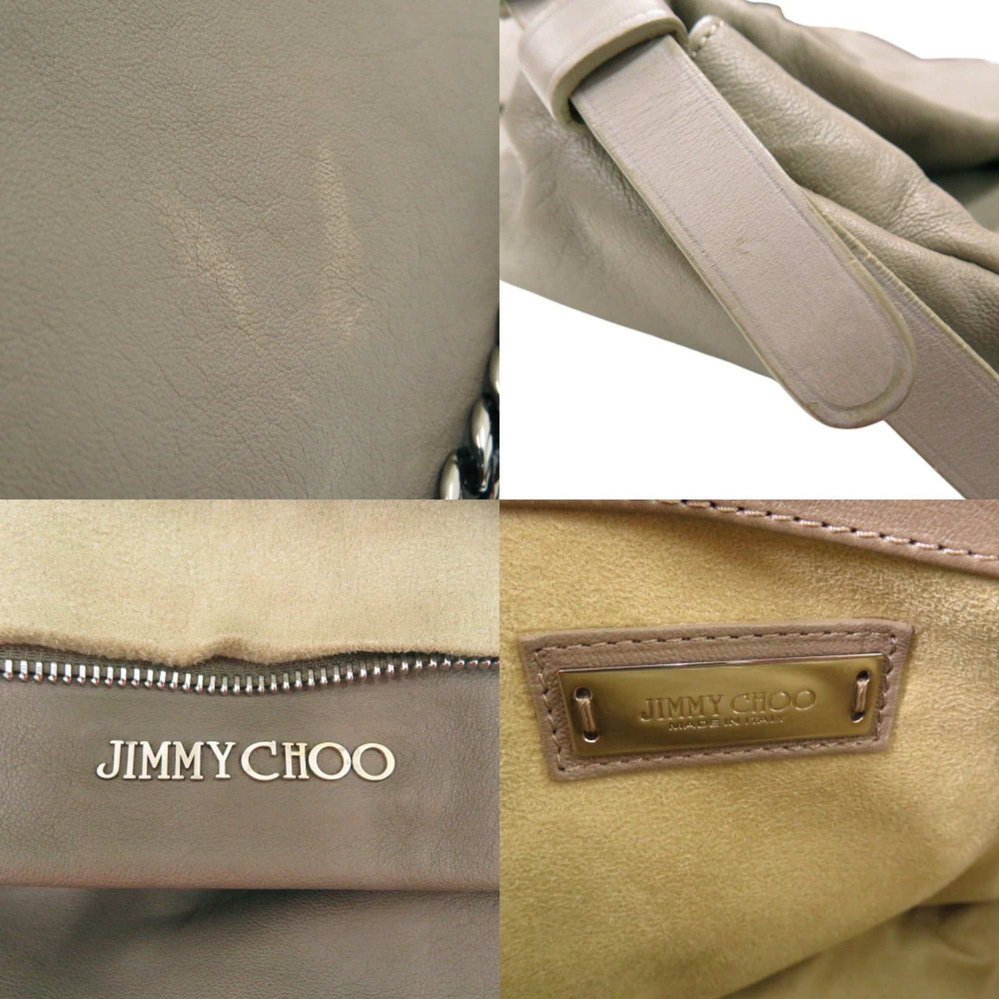Jimmy Choo Gray Leather Shoulder Bag (Pre-Owned)