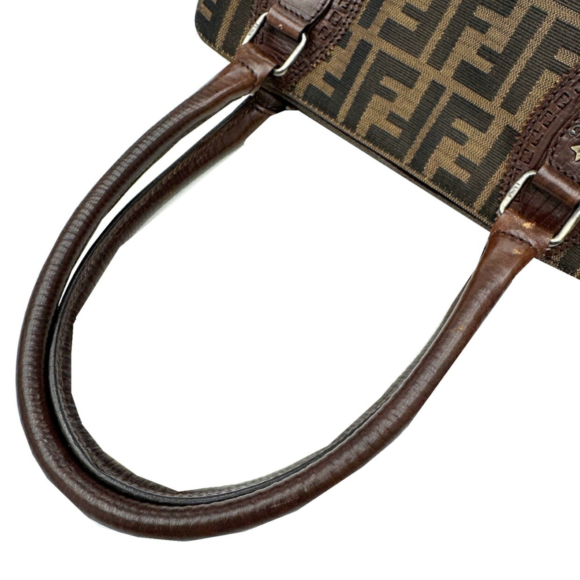 Fendi Brown Canvas Leather Shoulder Bag Tote Bag (Pre-Owned)