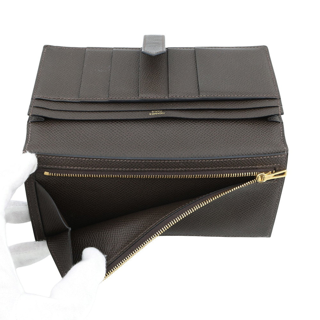 Hermes Ebene Epsom Leather Long Wallet (Bi-Fold) (Pre-Owned)
