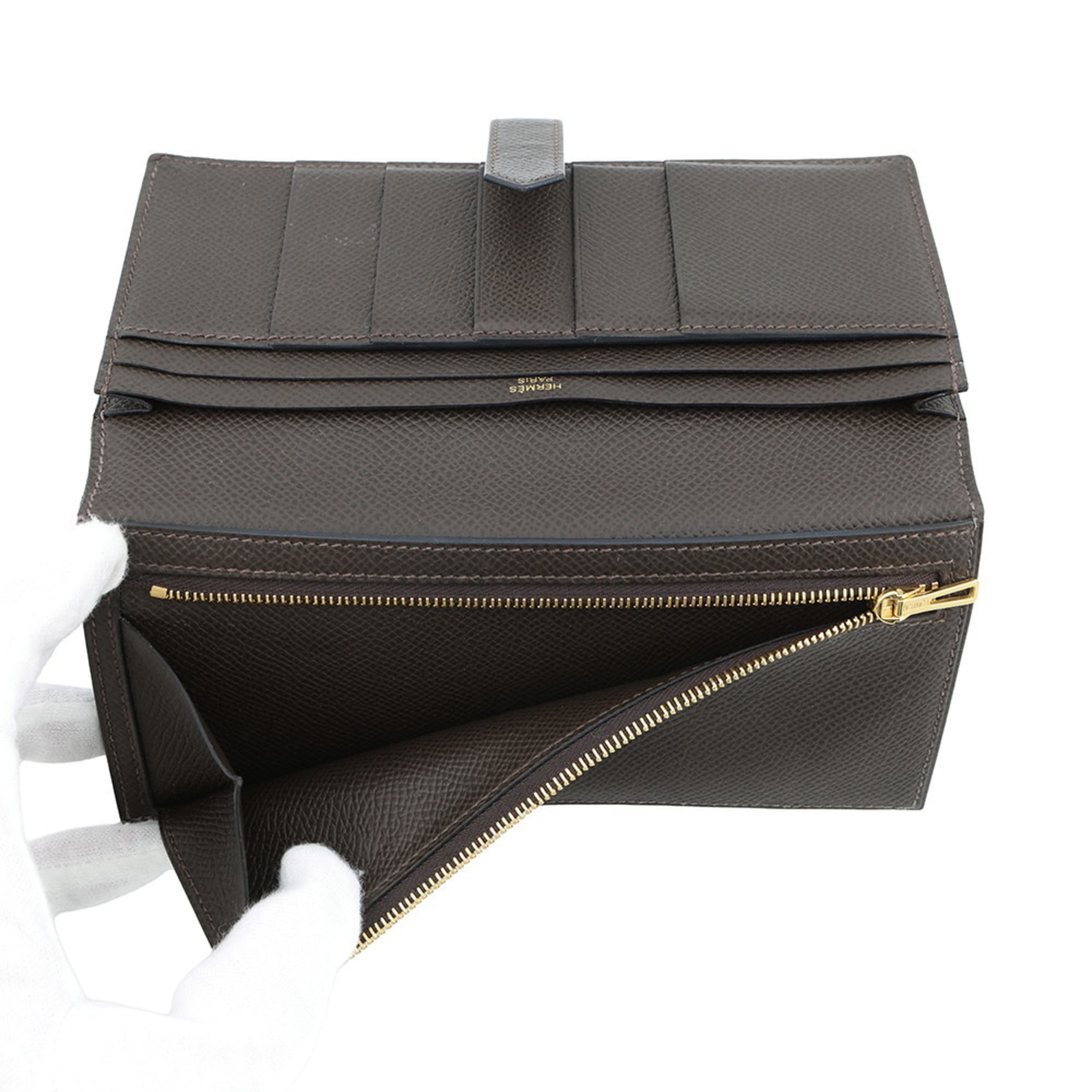 Hermes Ebene Epsom Leather Long Wallet (Bi-Fold) (Pre-Owned)