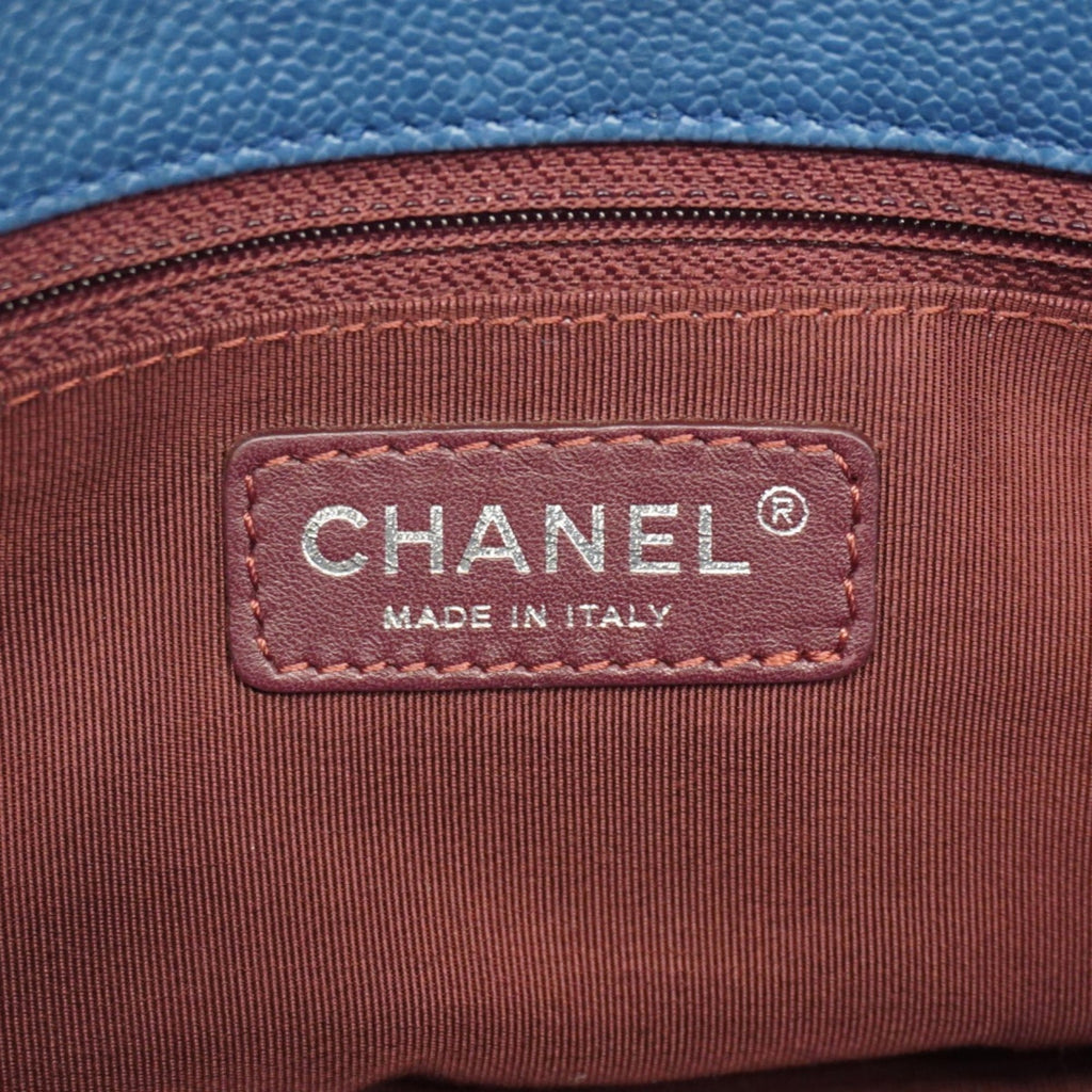 Chanel Blue Grained Calfskin Shoulder Bag (Pre-Owned)