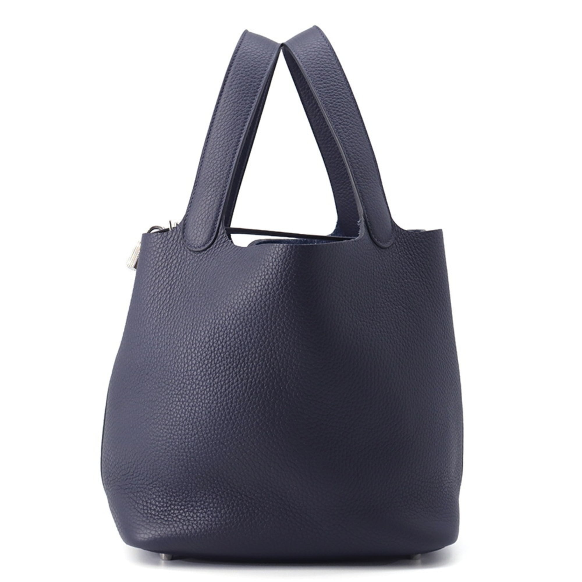 Hermes Picotin Blue Nuit Taurillon Clemence Leather Handbag (Pre-Owned)