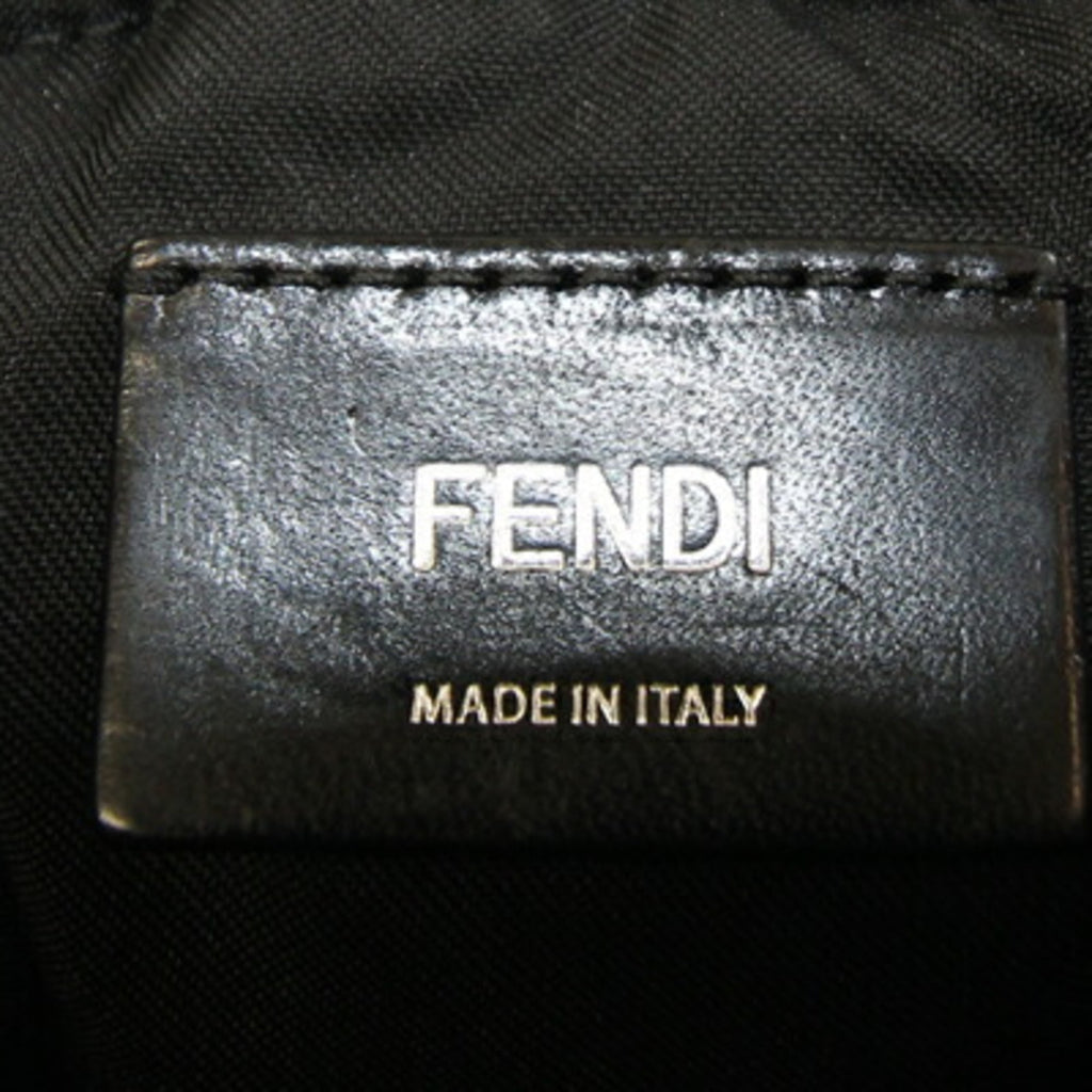 Fendi Black Yellow Nylon Canvas Leather Shoulder Bag (Pre-Owned)