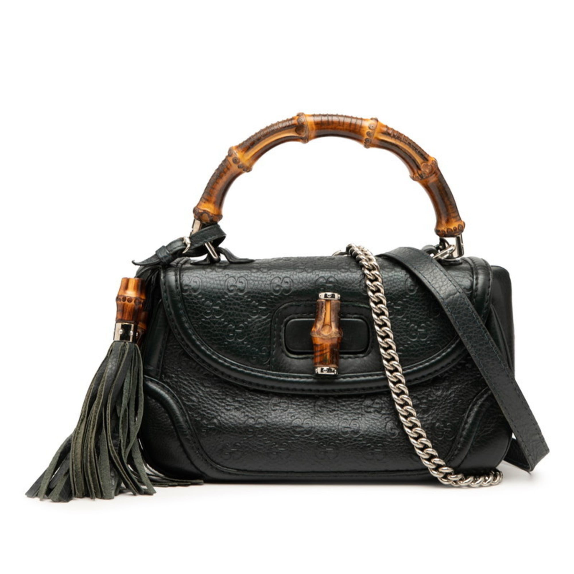Gucci Green Leather Handbag Shoulder Bag (Pre-Owned)