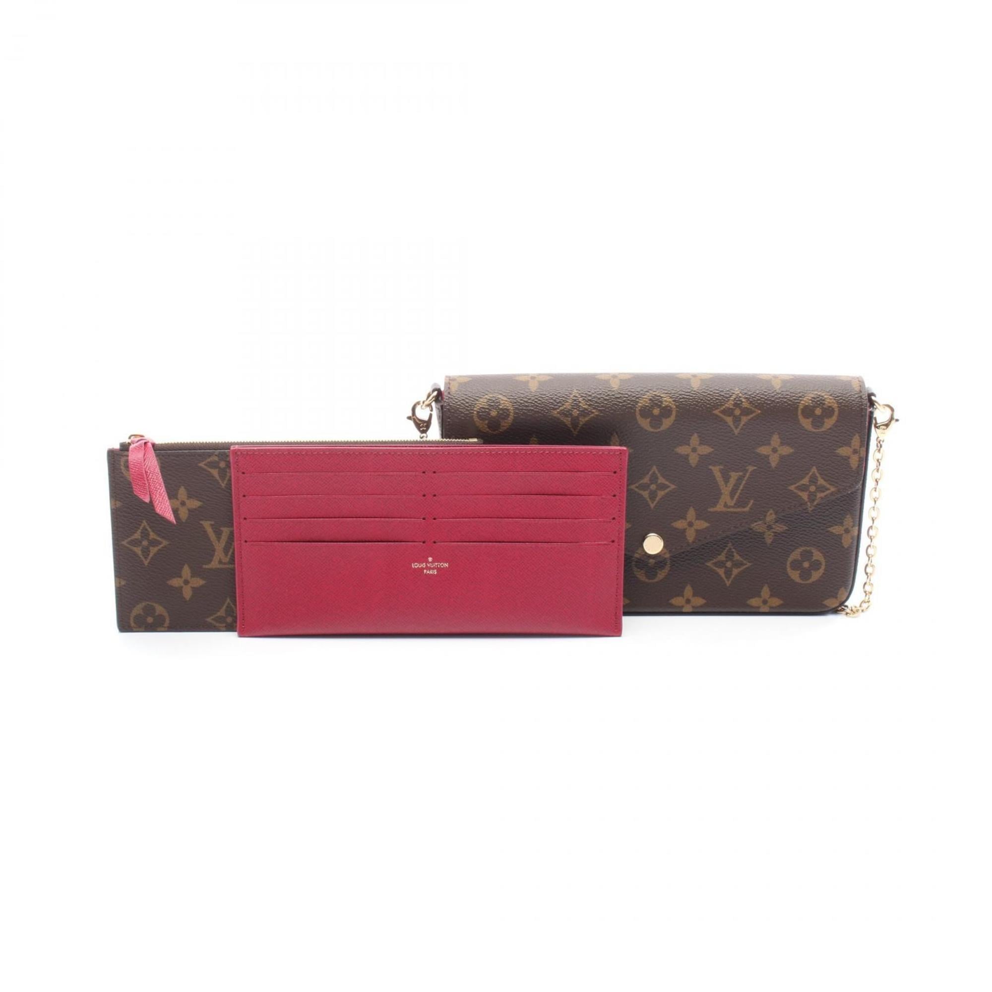 Louis Vuitton Brown Fuchsia Pvc Coated Canvas Leather Pochette Shoulder Bag (Pre-Owned)