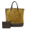 Loewe Beige Black Dark Brown Khaki Suede Leather Pouch Tote Bag (Pre-Owned)