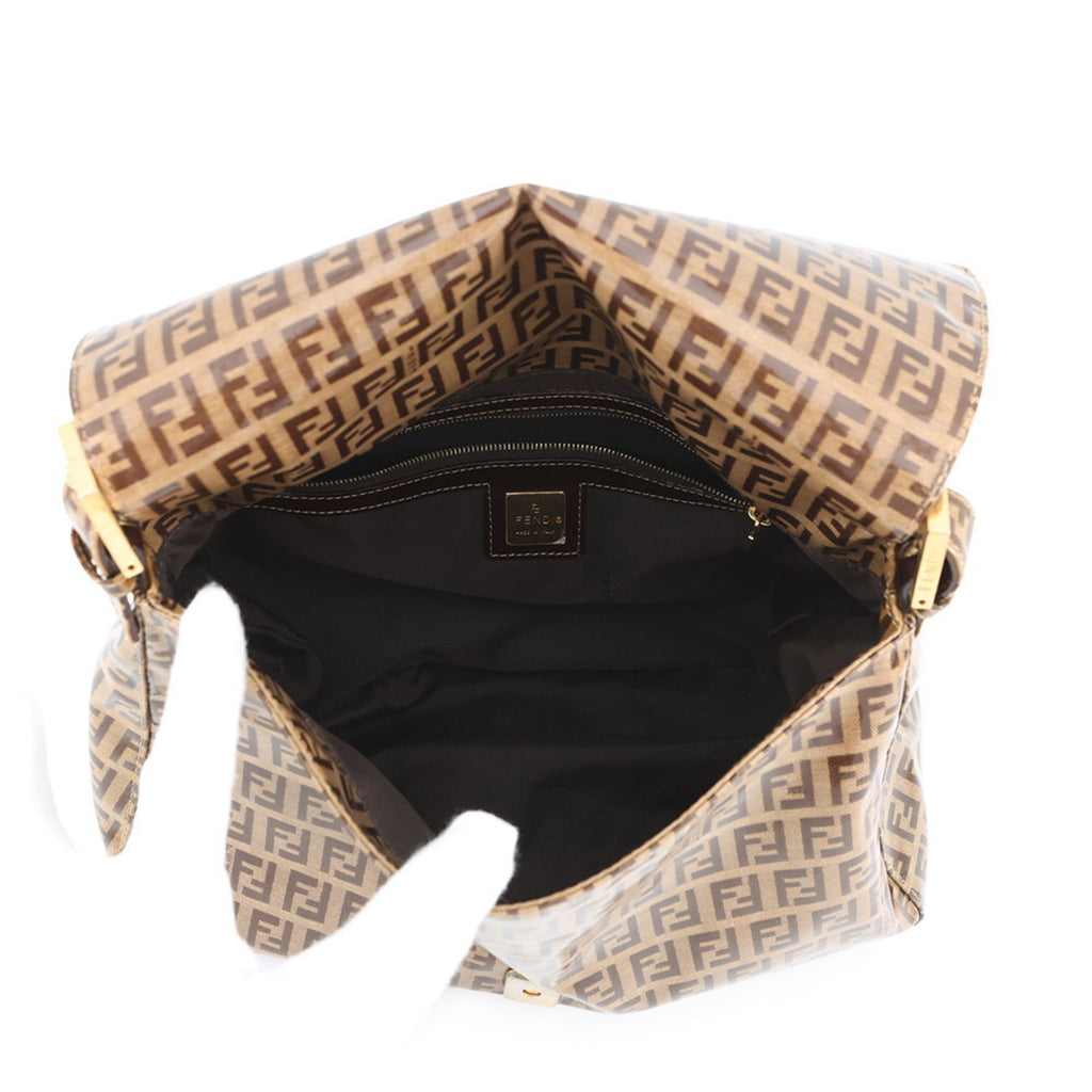 Fendi Zucchino Brown Patent Leather Handbag (Pre-Owned)