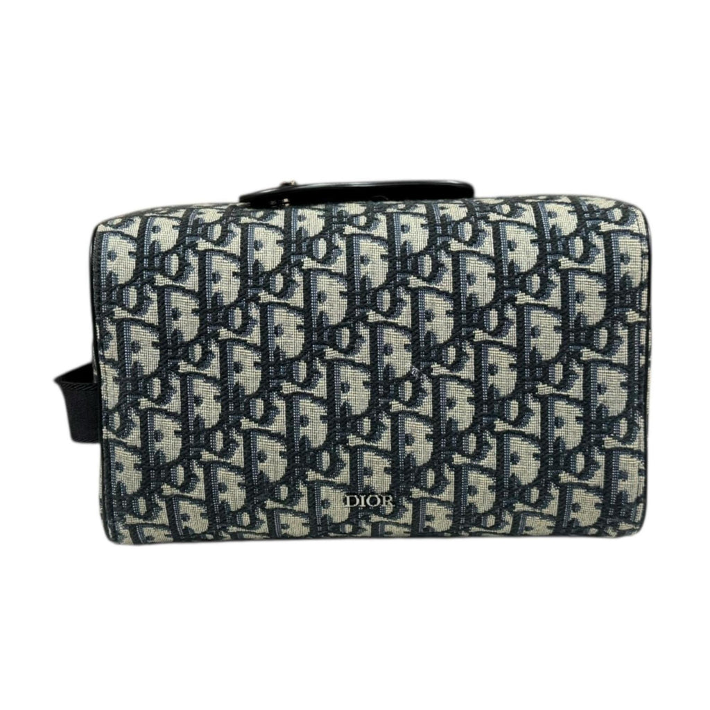 Christian Dior Beige Navy Jacquard Leather Handbag (Pre-Owned)