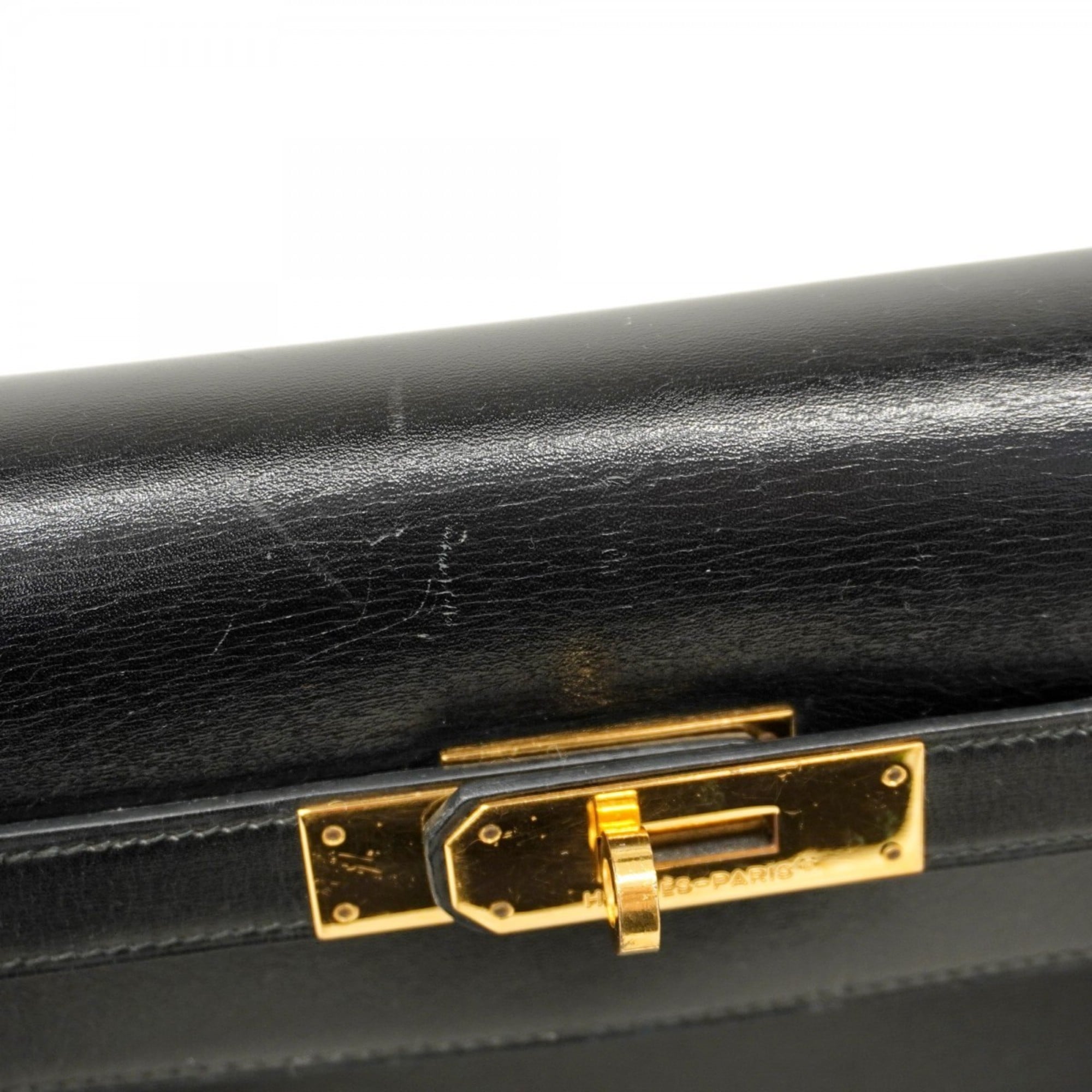 Hermes Black Box Calf Leather Handbag (Pre-Owned)