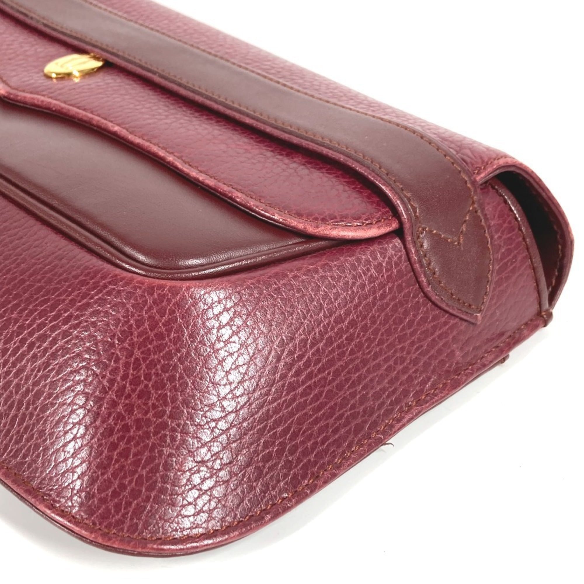 Cartier Must Wine Red Leather Clutch Bag Pouch (Pre-Owned)