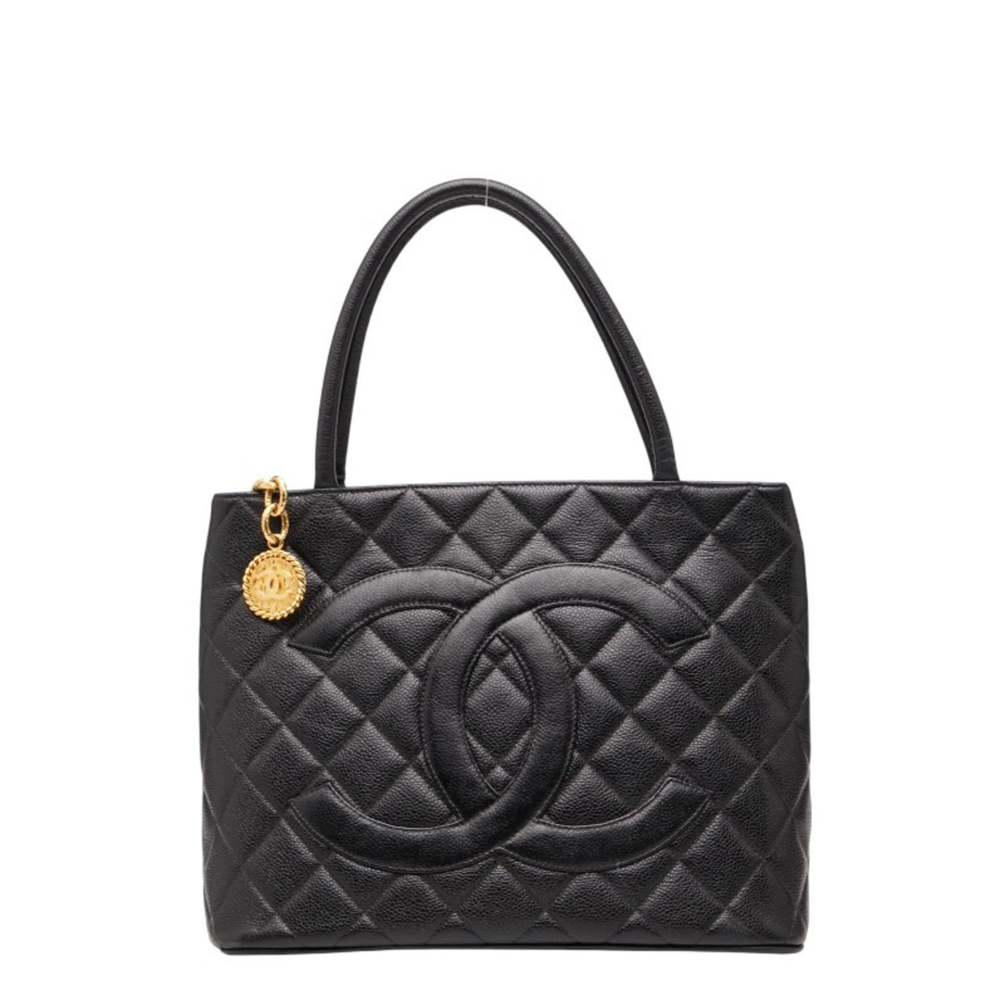 Chanel Black Grained Calfskin Tote Bag (Pre-Owned)