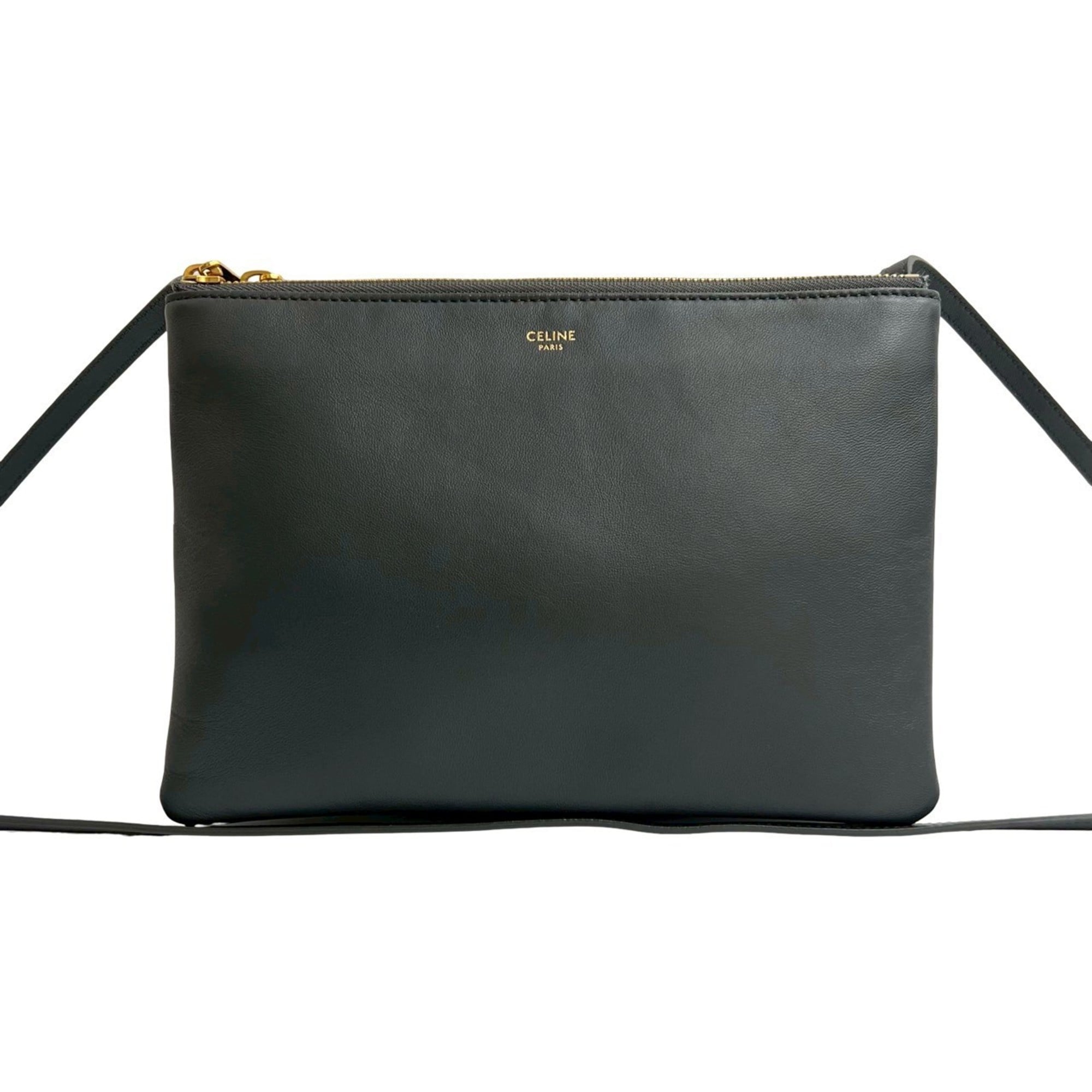 Celine Gray Leather Pochette Shoulder Bag (Pre-Owned)
