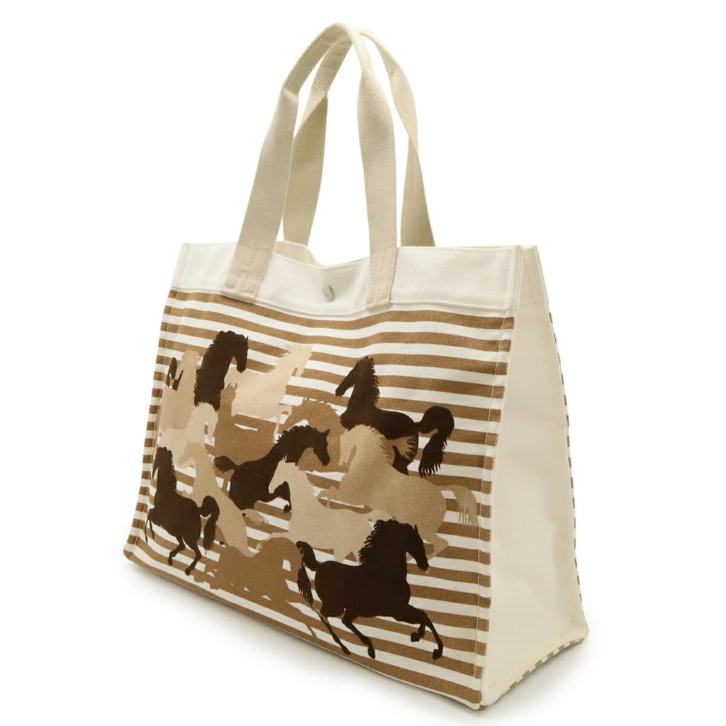 Hermes Ecru Canvas Beach Bag Shoulder Bag Tote Bag (Pre-Owned)