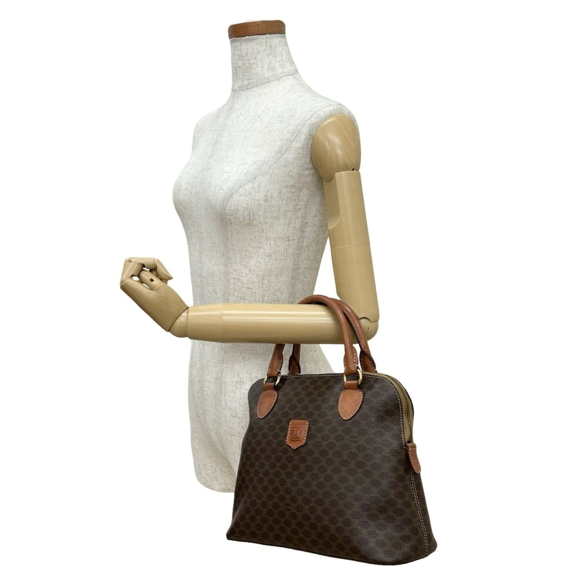 Celine Brown Leather Pvc Handbag Tote Bag (Pre-Owned)