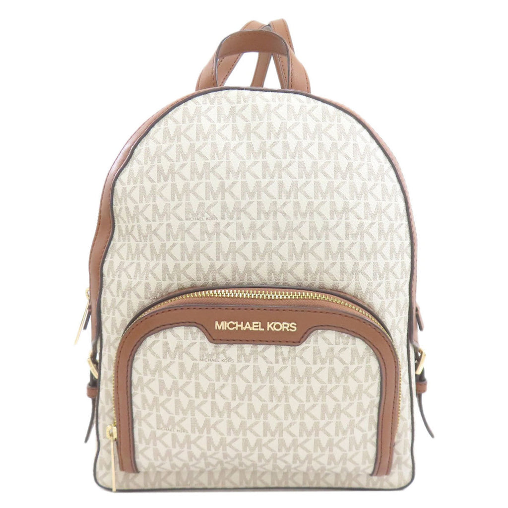 Michael Kors Brown White Leather Pvc Backpack (Pre-Owned)