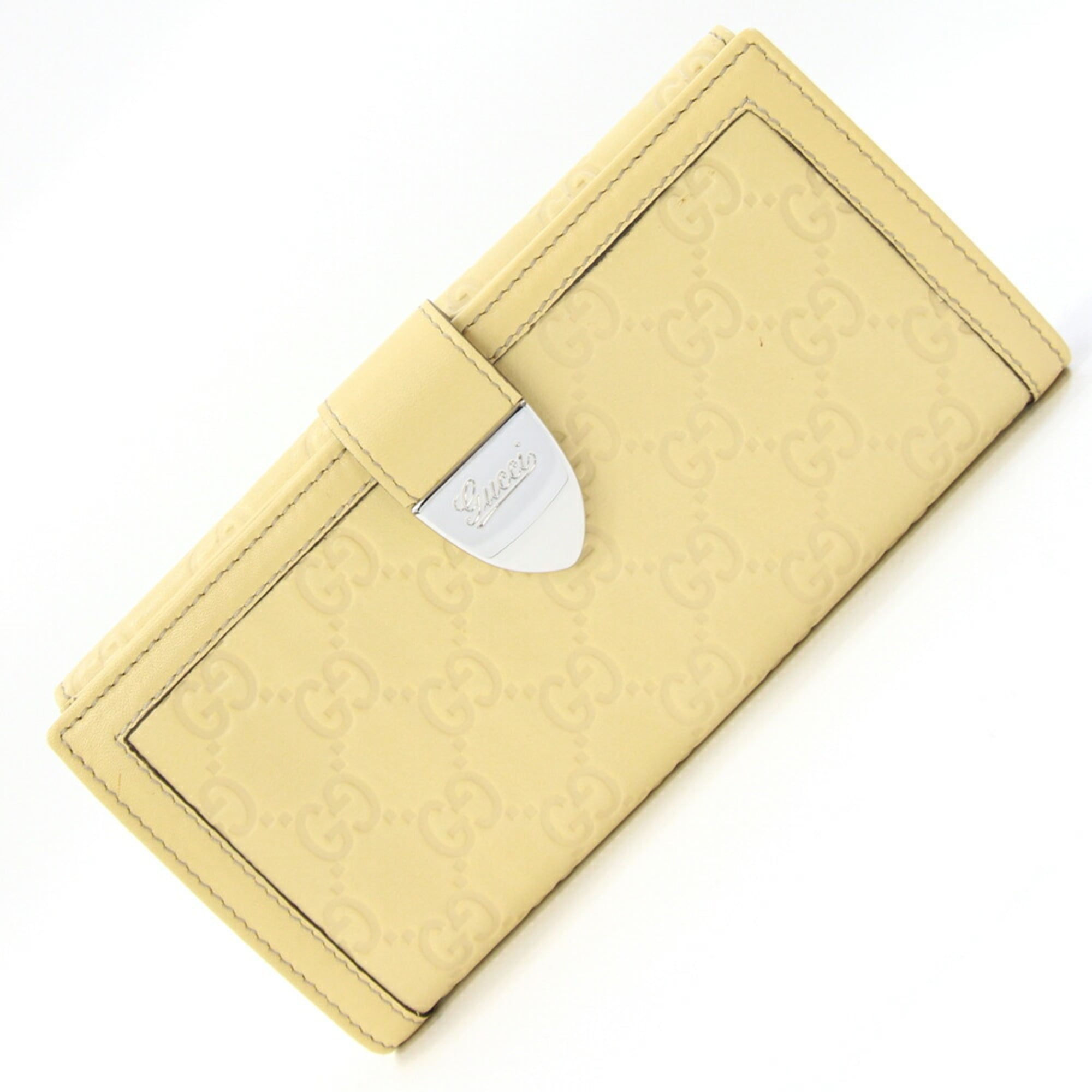 Gucci Cream Yellow Leather Long Wallet (Bi-Fold) (Pre-Owned)