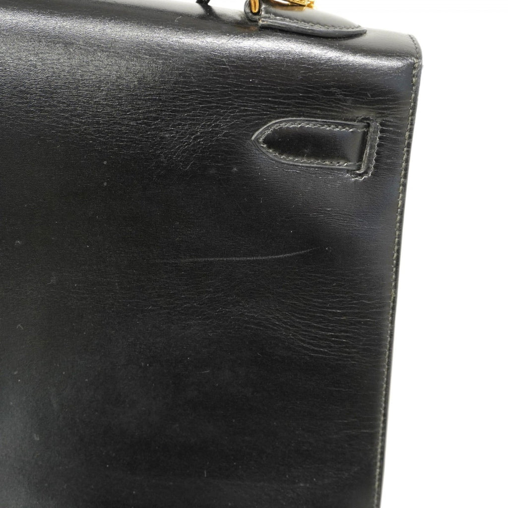 Hermes Black Box Calf Leather Handbag (Pre-Owned)