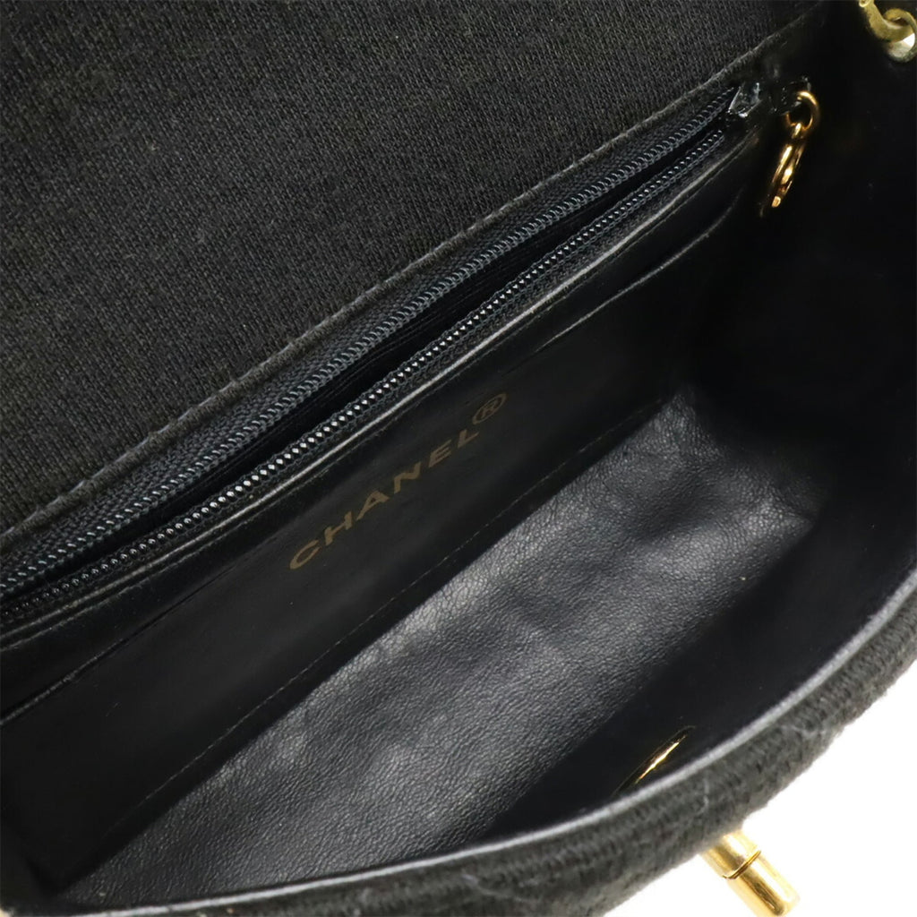 Chanel Black Cotton Pochette Shoulder Bag (Pre-Owned)
