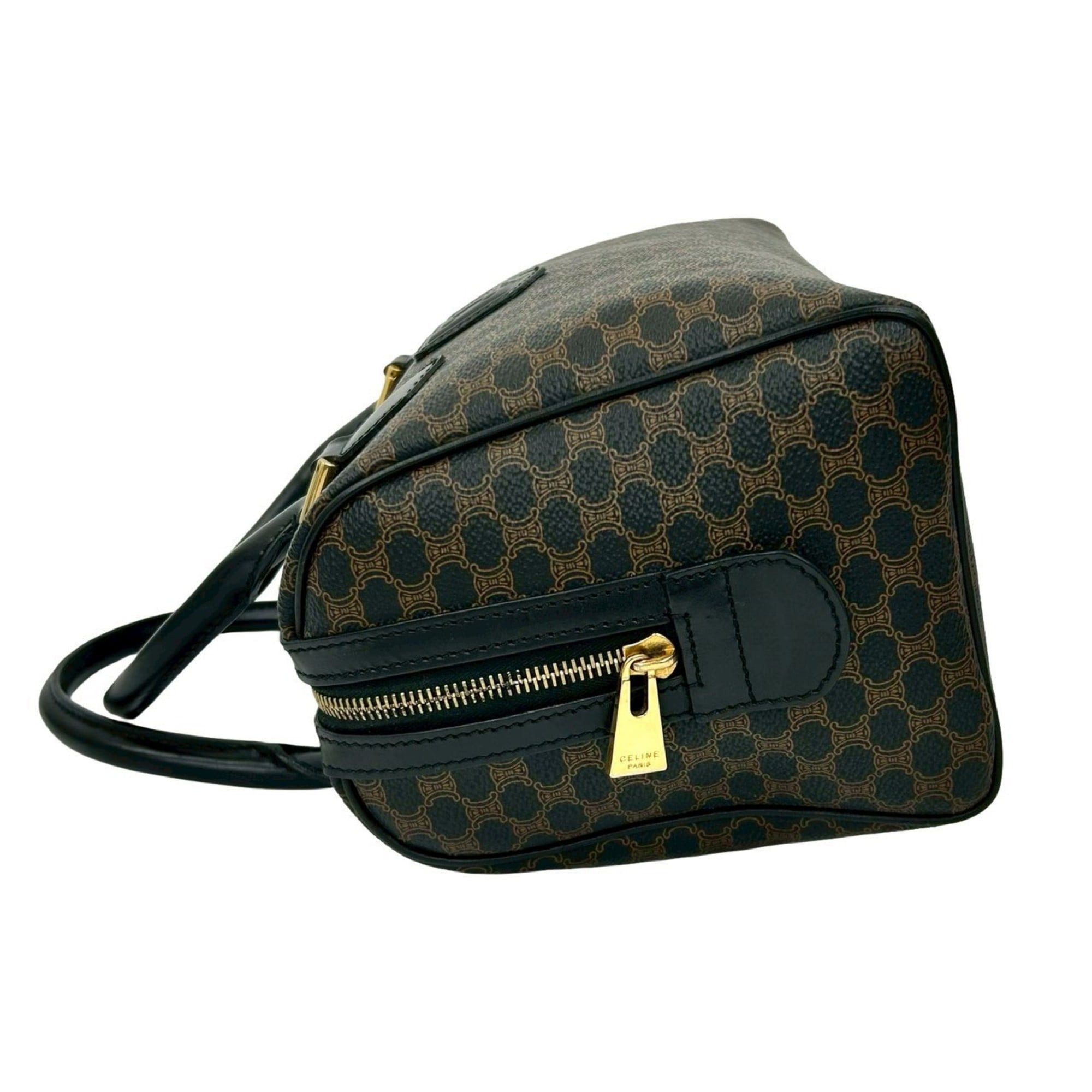 Celine Black Brown Leather Pvc Boston Bag Handbag (Pre-Owned)