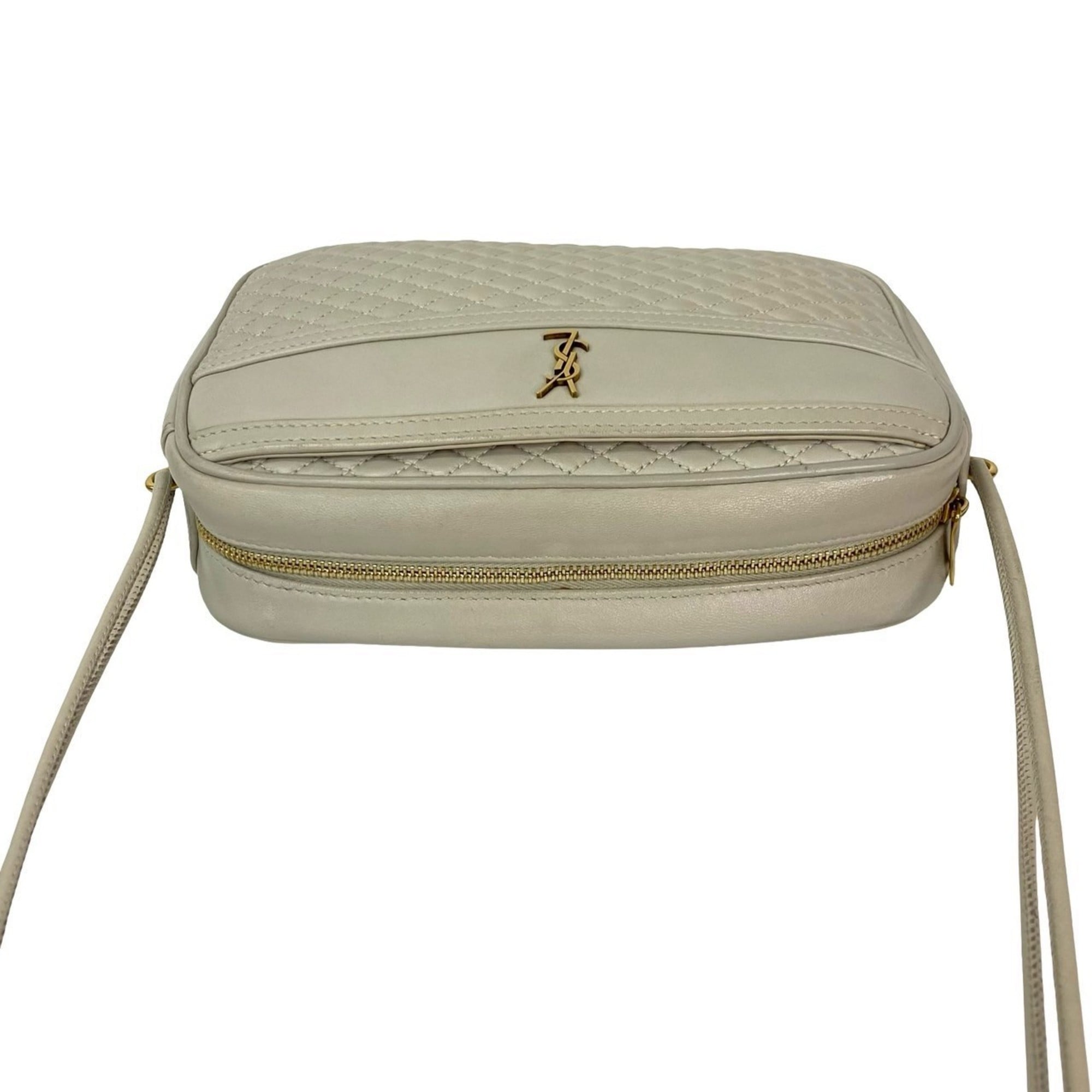 Yves Saint Laurent Gray Leather Pochette Shoulder Bag (Pre-Owned)