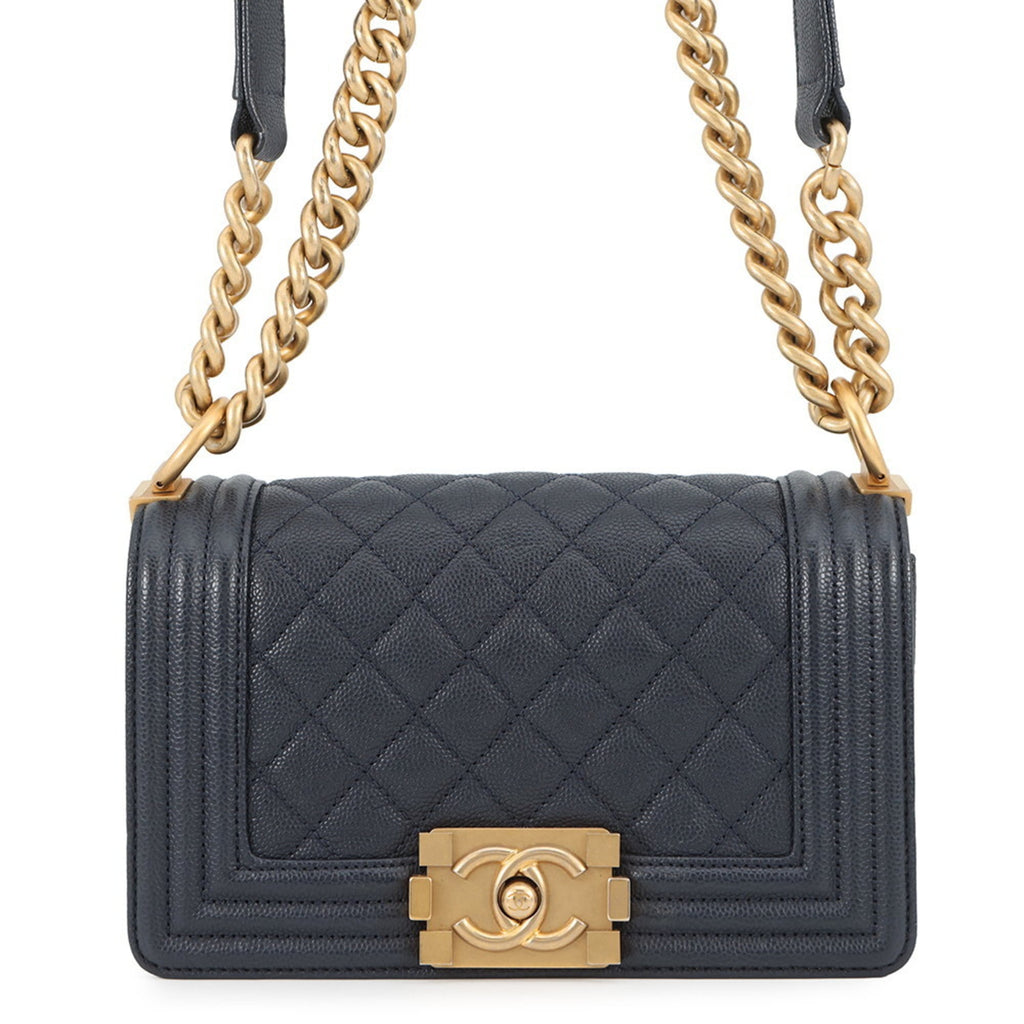Chanel Matelasse Navy Grained Calfskin Shoulder Bag (Pre-Owned)